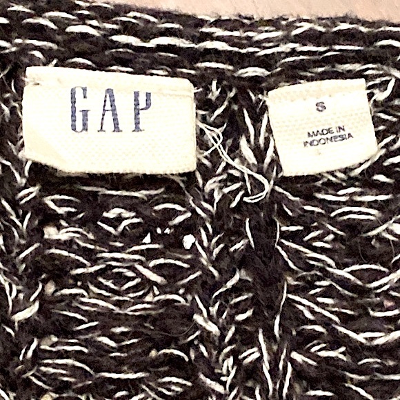 Gap Black White Marled Stitch Long Sleeves Split Hem Knit Casual Sweater Size S - Picture 9 of 11